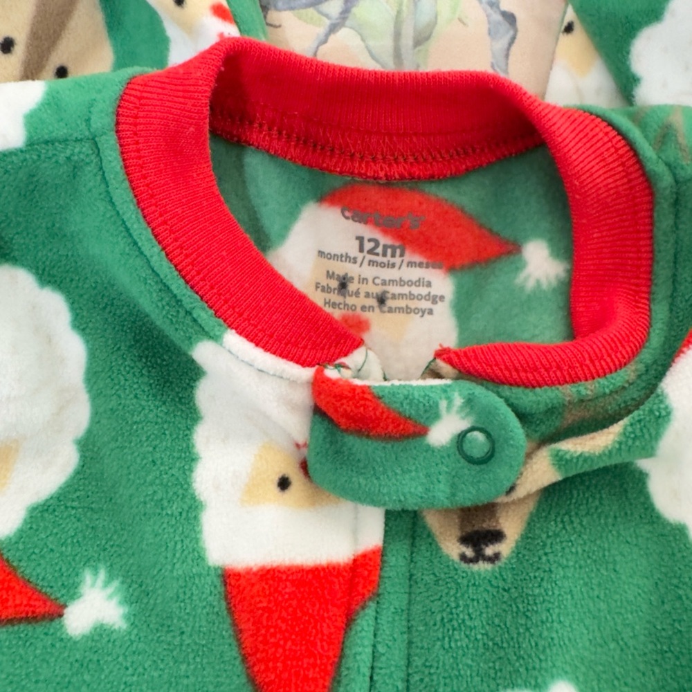 Carter's Christmas Zip-up Fleece Footsie PJs
